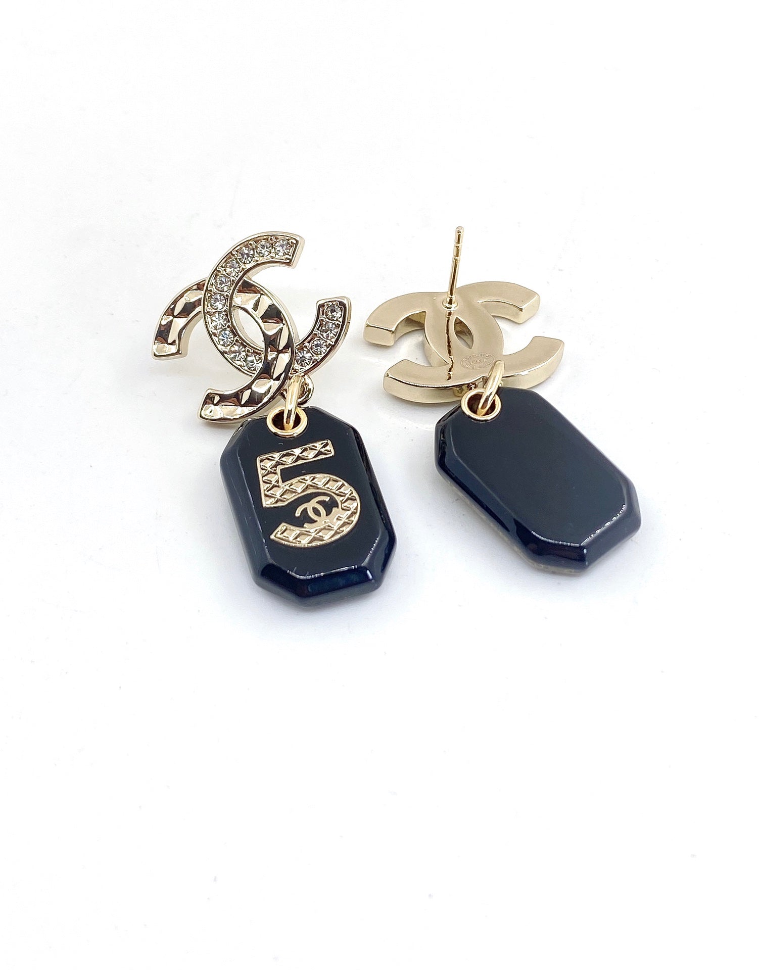 Chanel No.5 Perfume Bottle 18K Gold Earrings