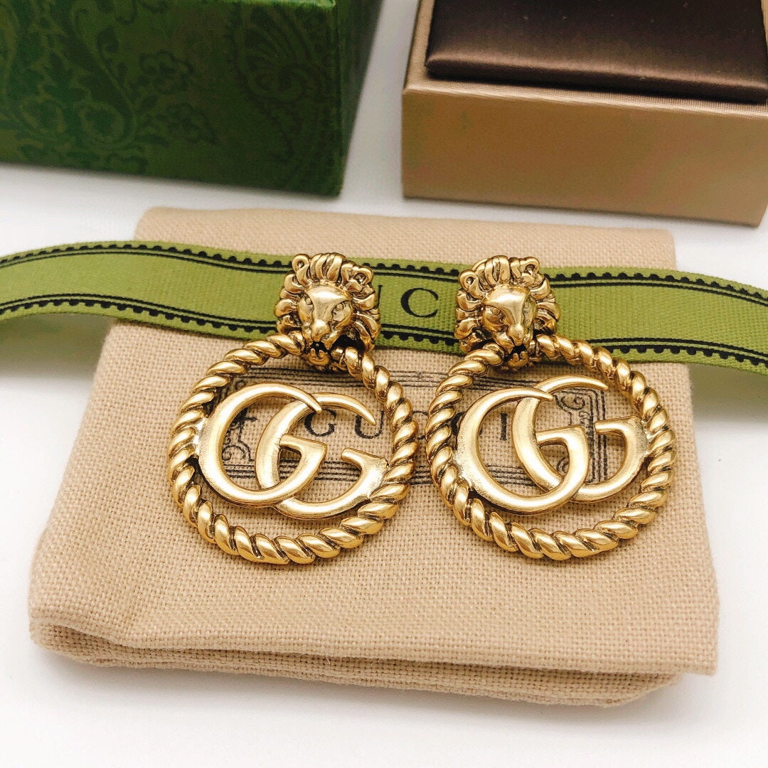 Gucci Double Pendant 18K Gold Earrings