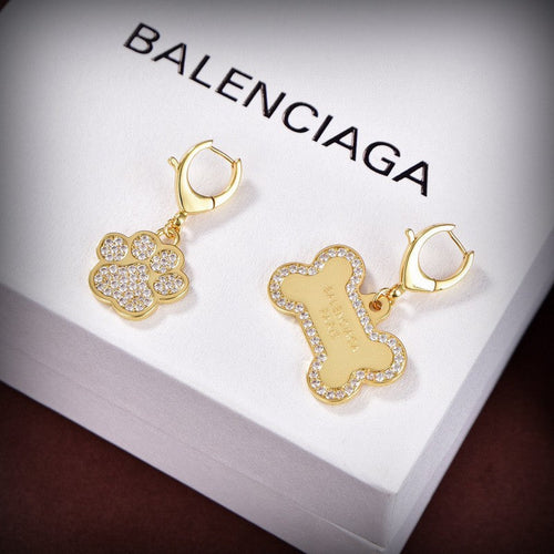 Balenciaga Diamond Gold 18K Gold Earrings
