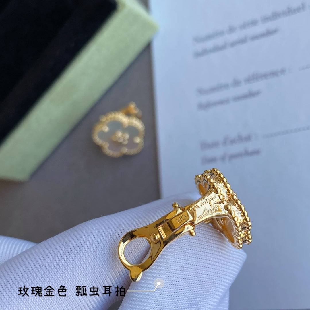 Lucky Spring Plum Blossom 18K Gold Earrings