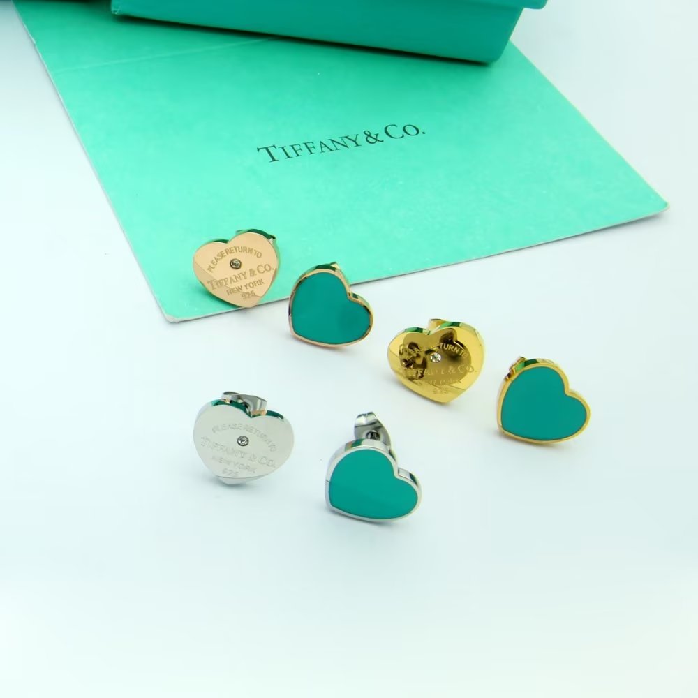 Tiffany Return to Blue Heart 18K Gold Earrings