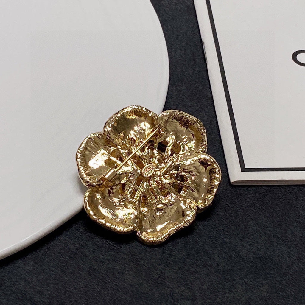 Chanel Black Flower 18K Gold Brooch
