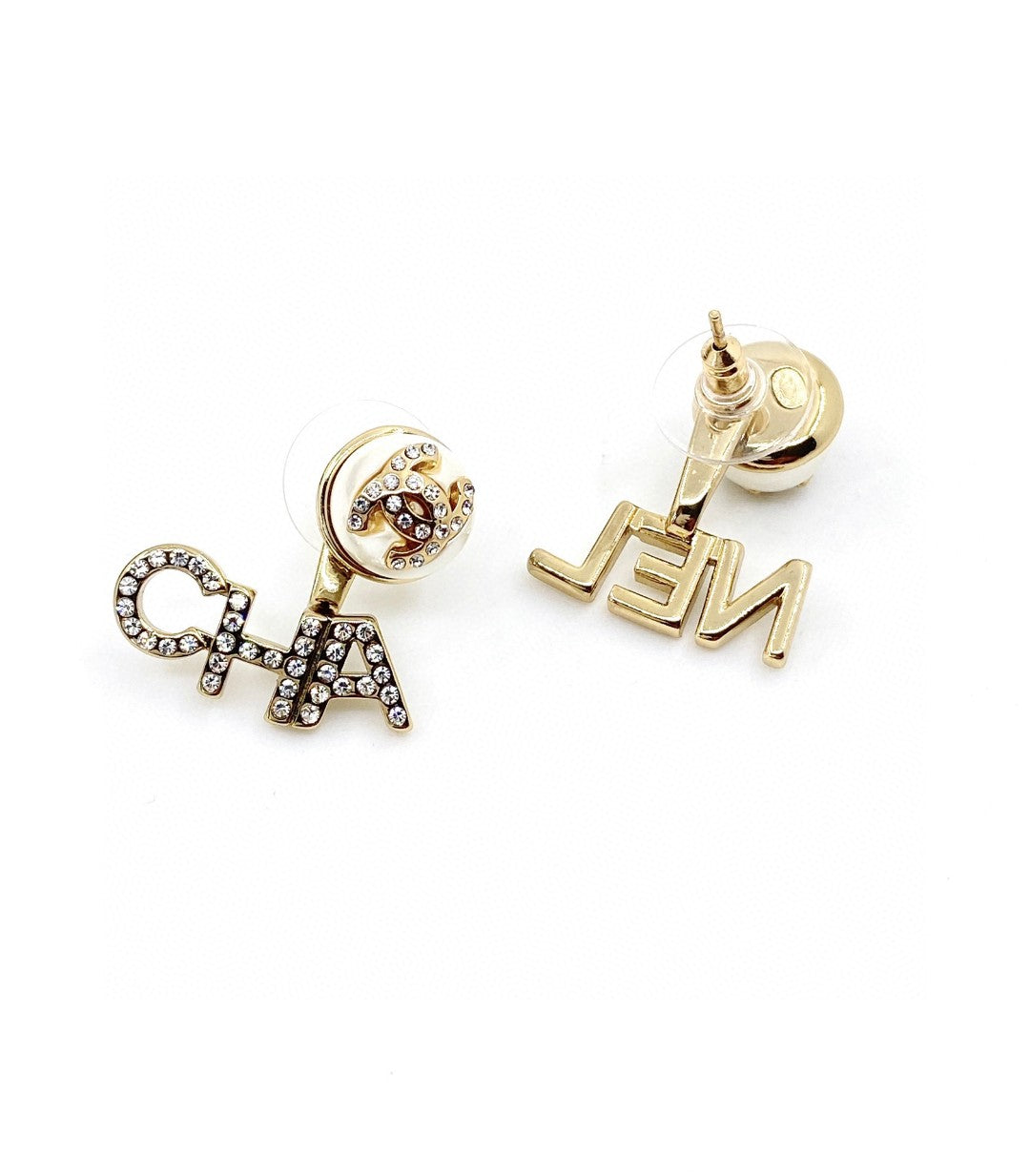 Chanel Diamonds Script 18K Gold Earrings