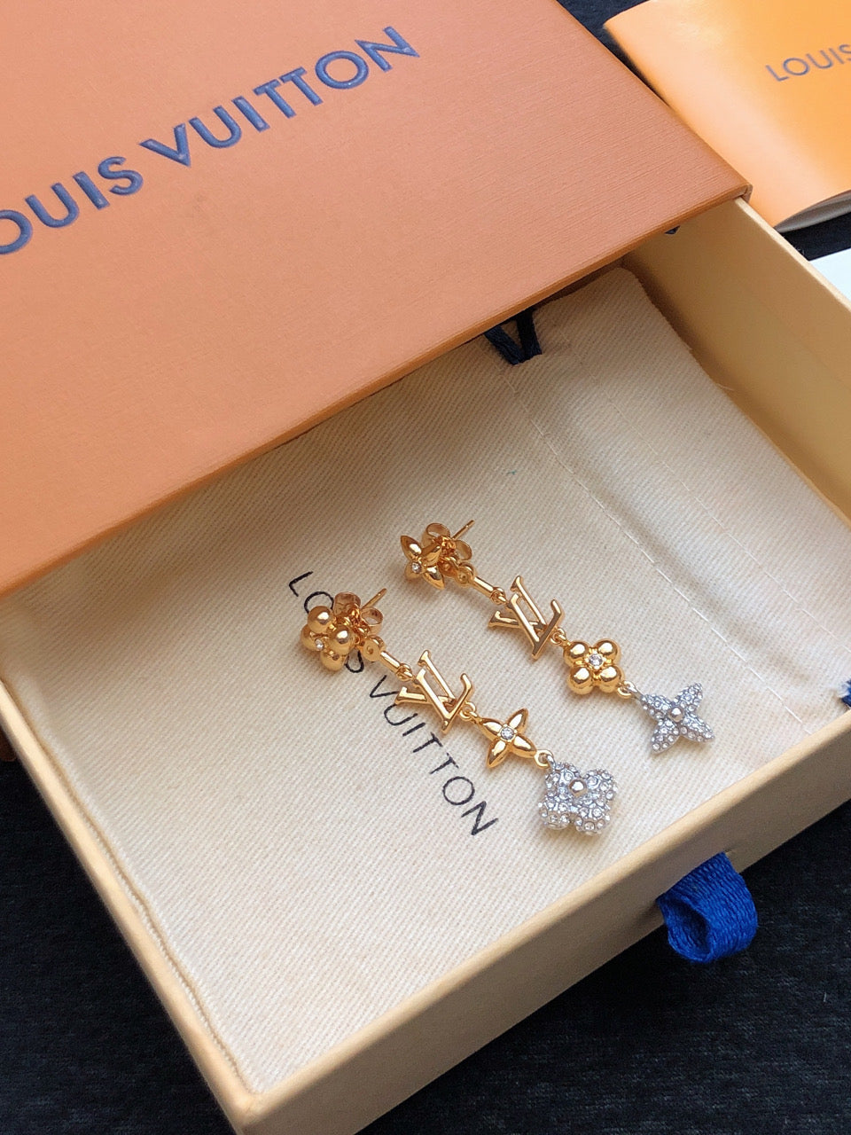 Louis Vuitton Monogram 18K Gold Earrings