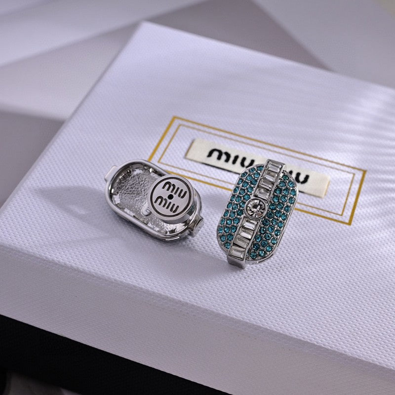 Miu Green Crystals 18K Gold Earrings