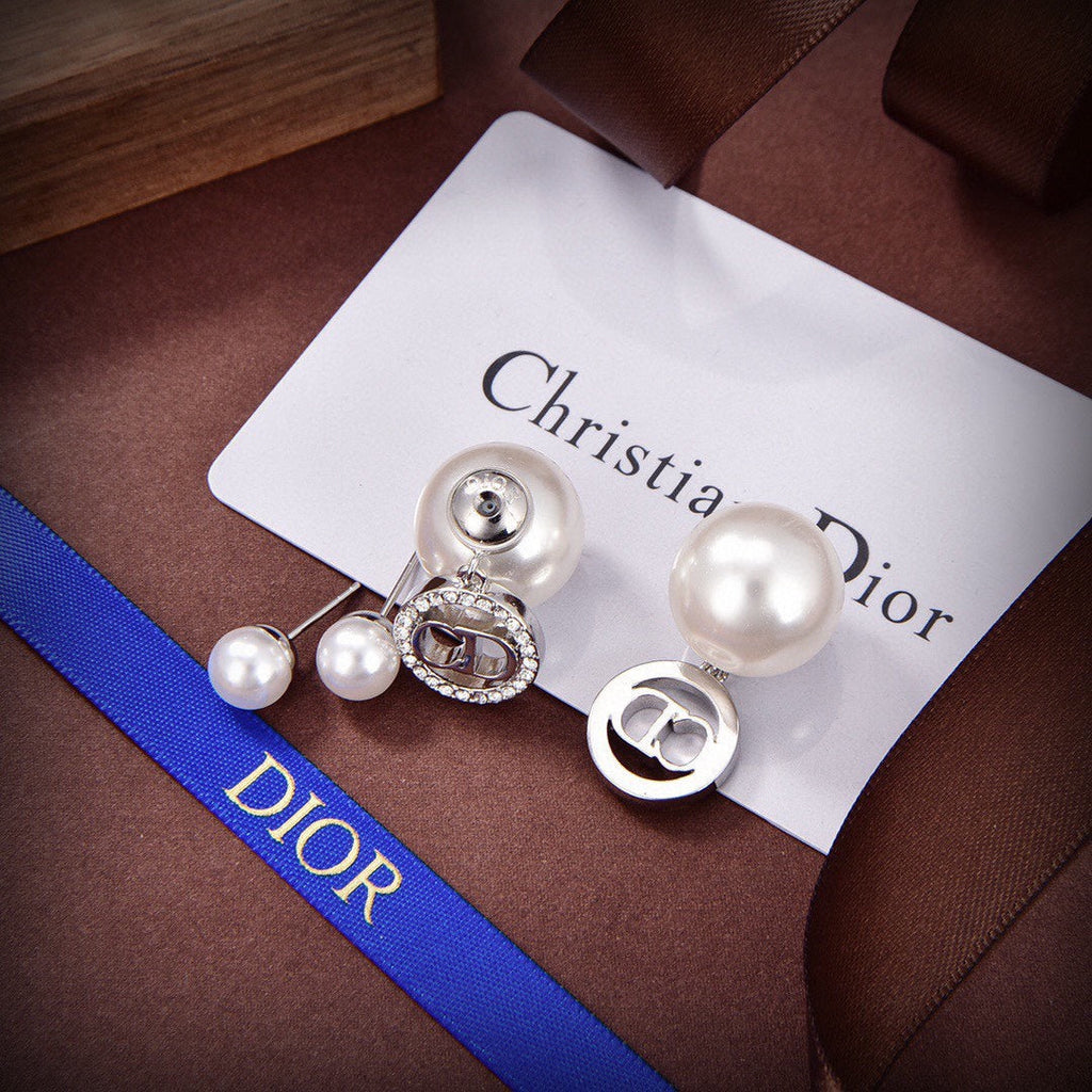 Dior Tribales White Resin Pearls 18K Gold Earrings