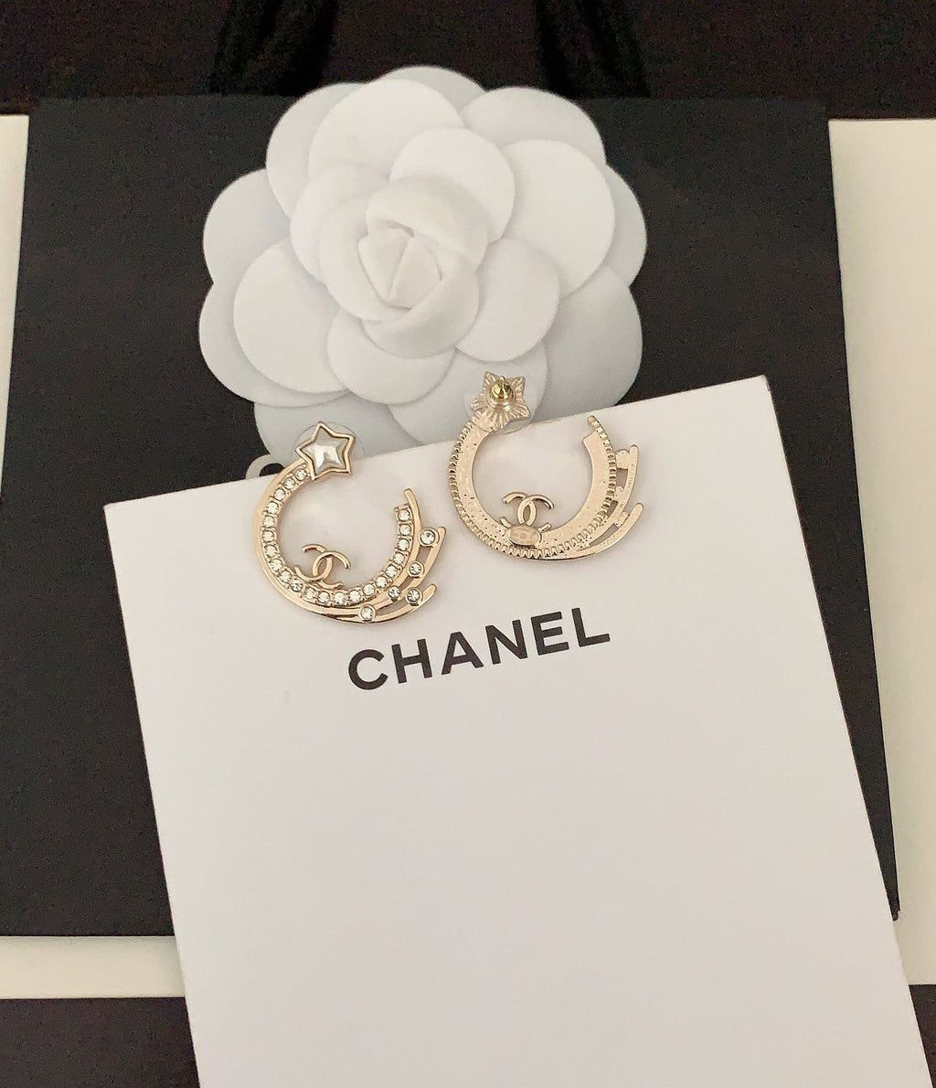 Chanel Crystals 18K Gold Earrings