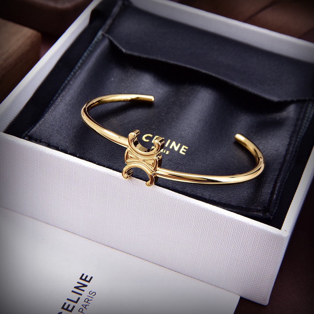 Celine Asymmetric 18K Gold Bracelet