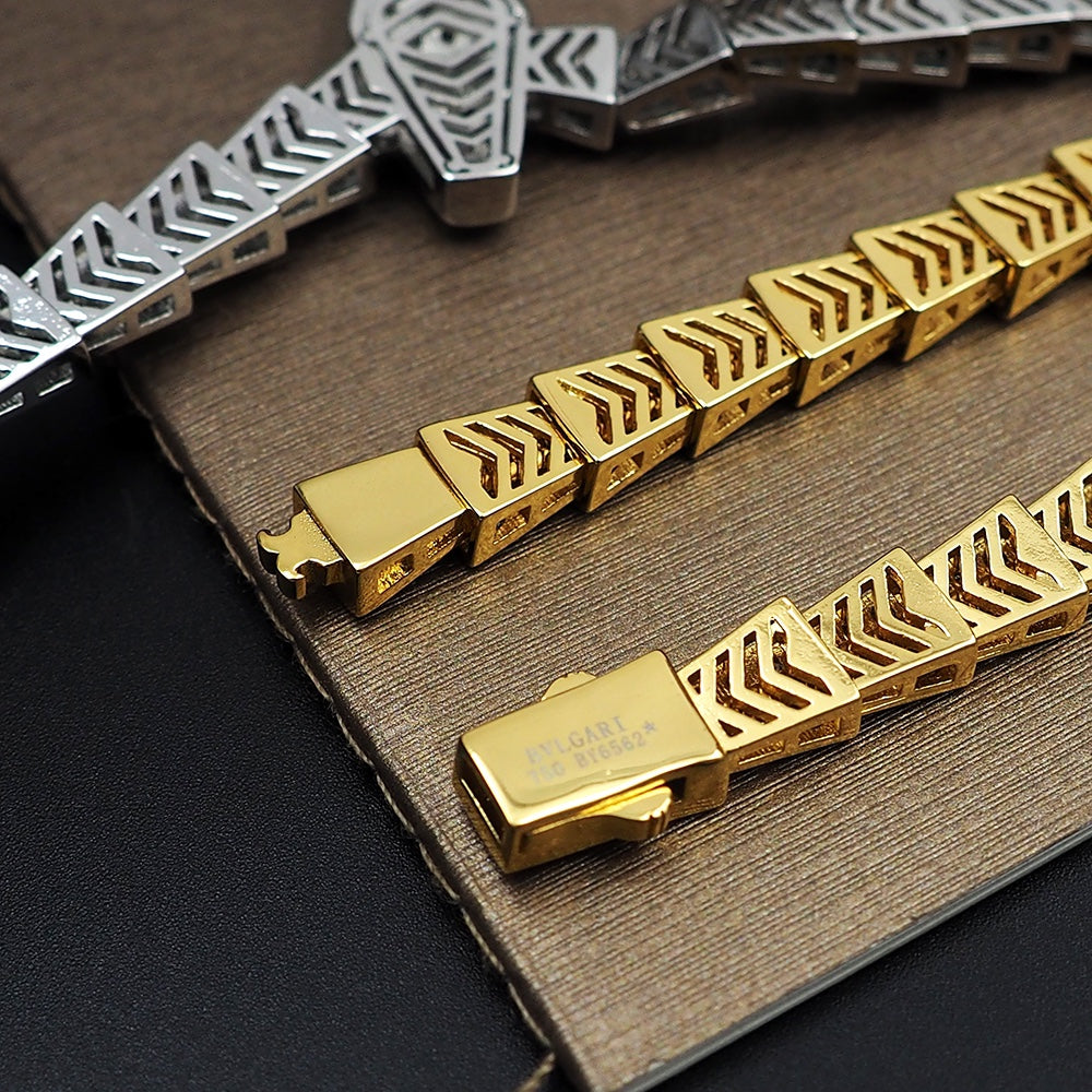 Bvlgari Serpenti Viper Full Pave Diamonds 18K Gold Necklace
