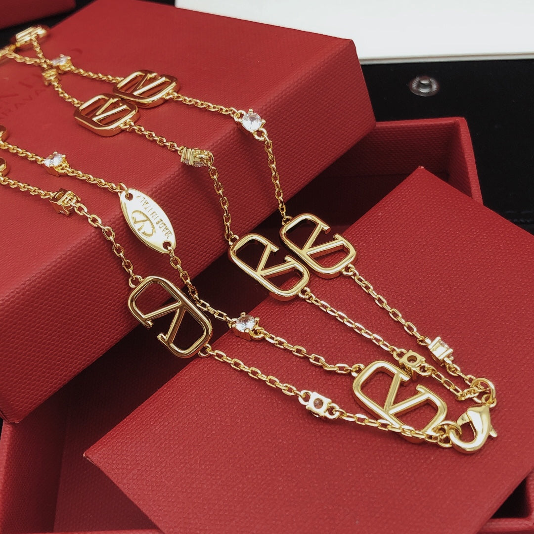 Valentino Long Diamonds 18K Gold Necklace