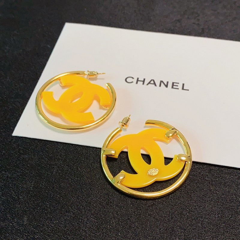 Chanel Color Logo 18K Gold Earrings
