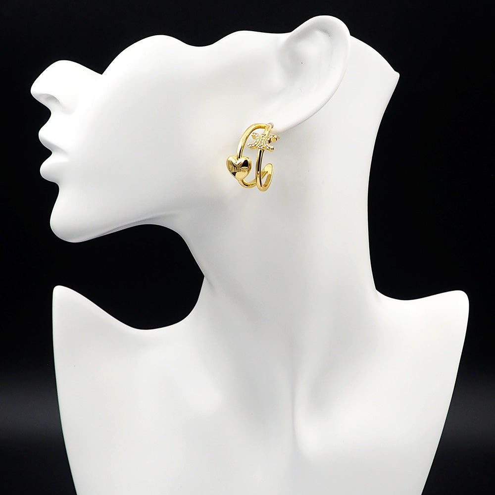 Celine Heart 18K Gold Earrings