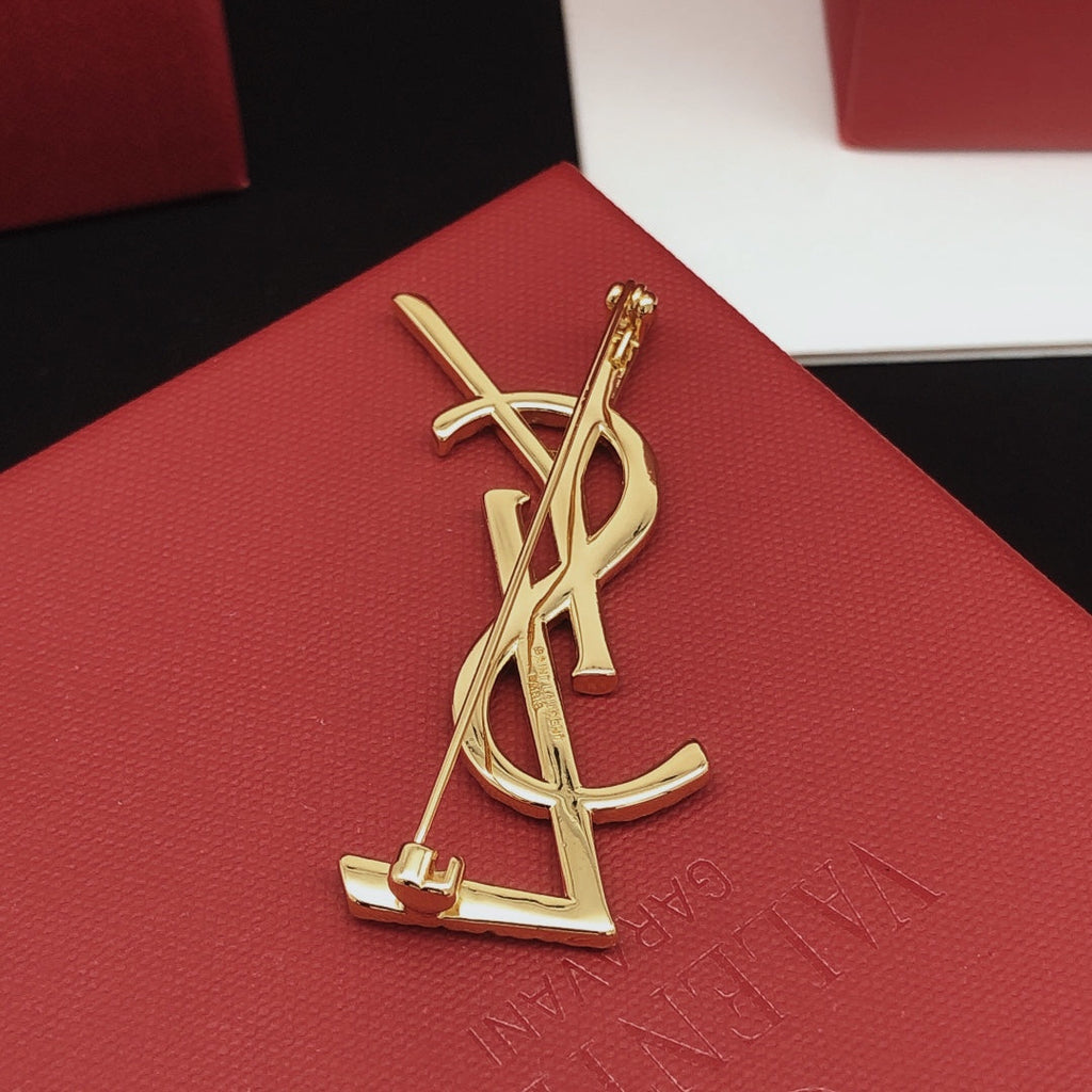 YSL Gold 18K Gold Brooch