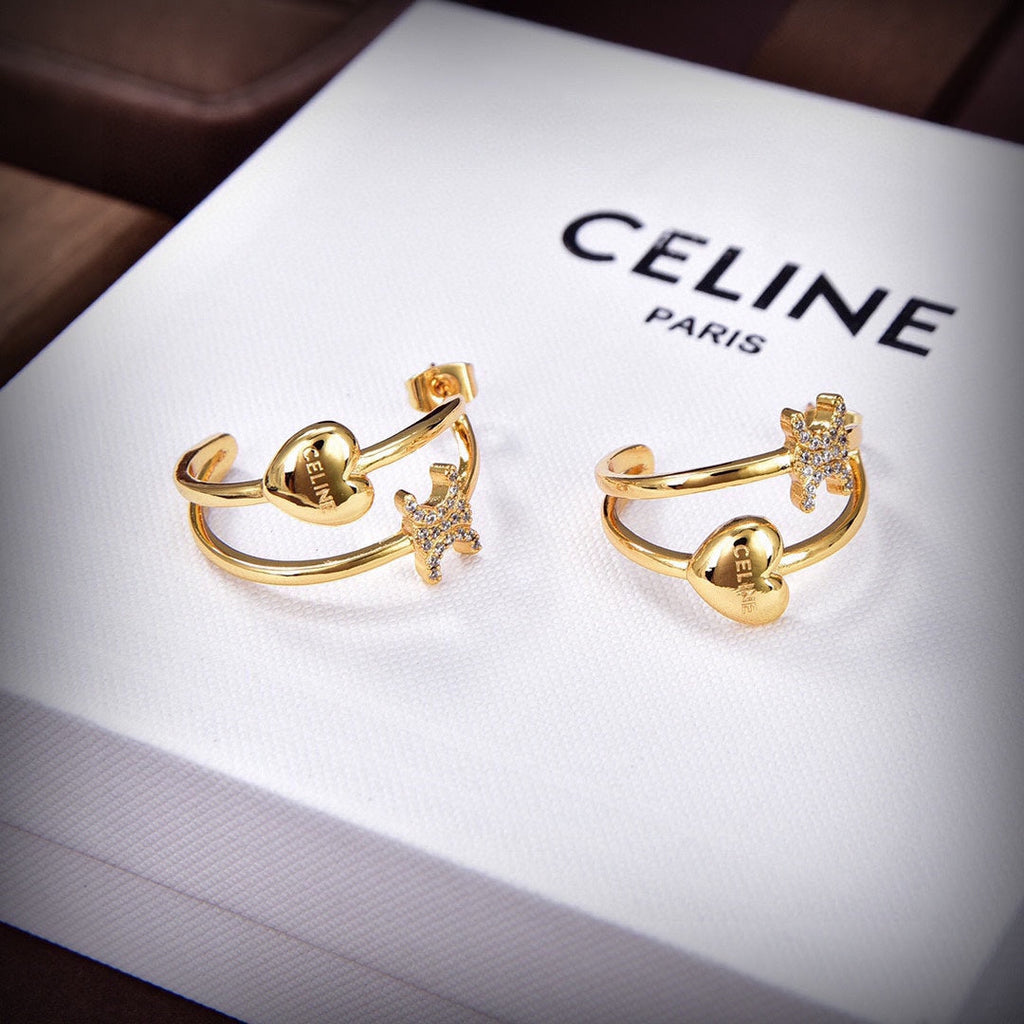Celine Heart 18K Gold Earrings