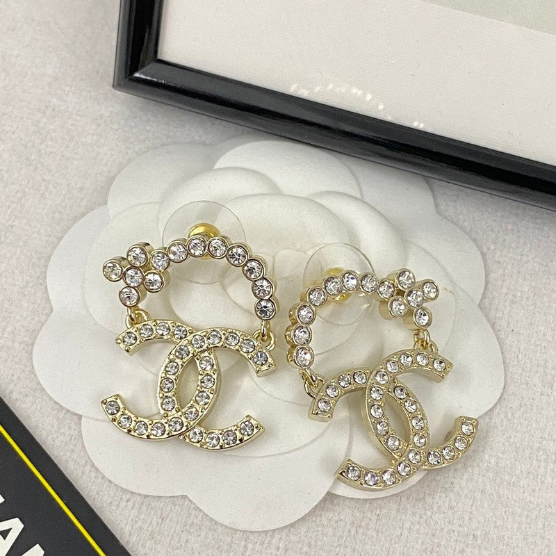 Chanel Diamond 18K Gold Earrings