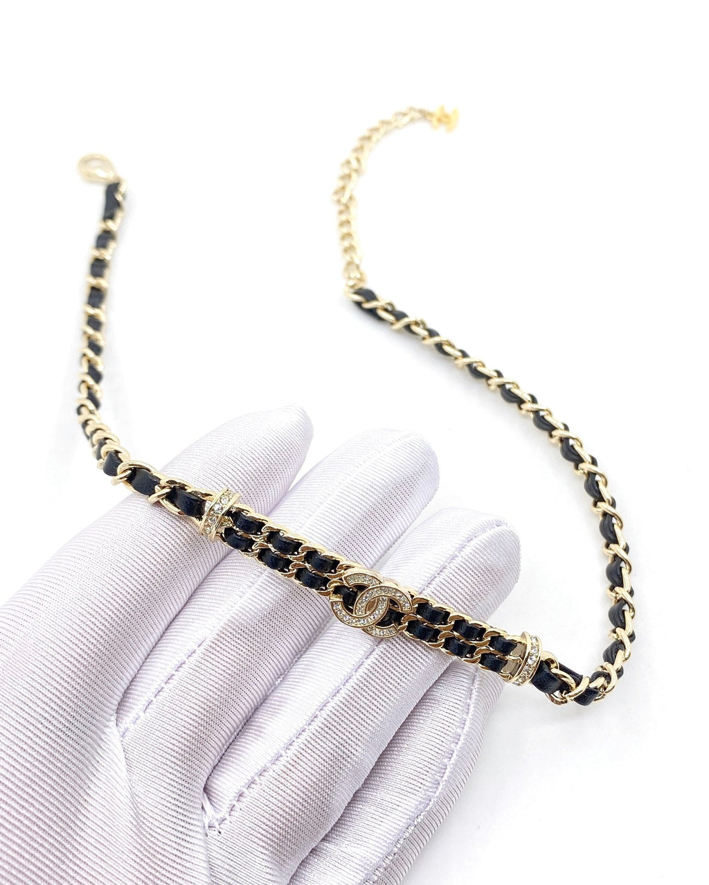 Chanel Leather Choker 18K Gold Necklace