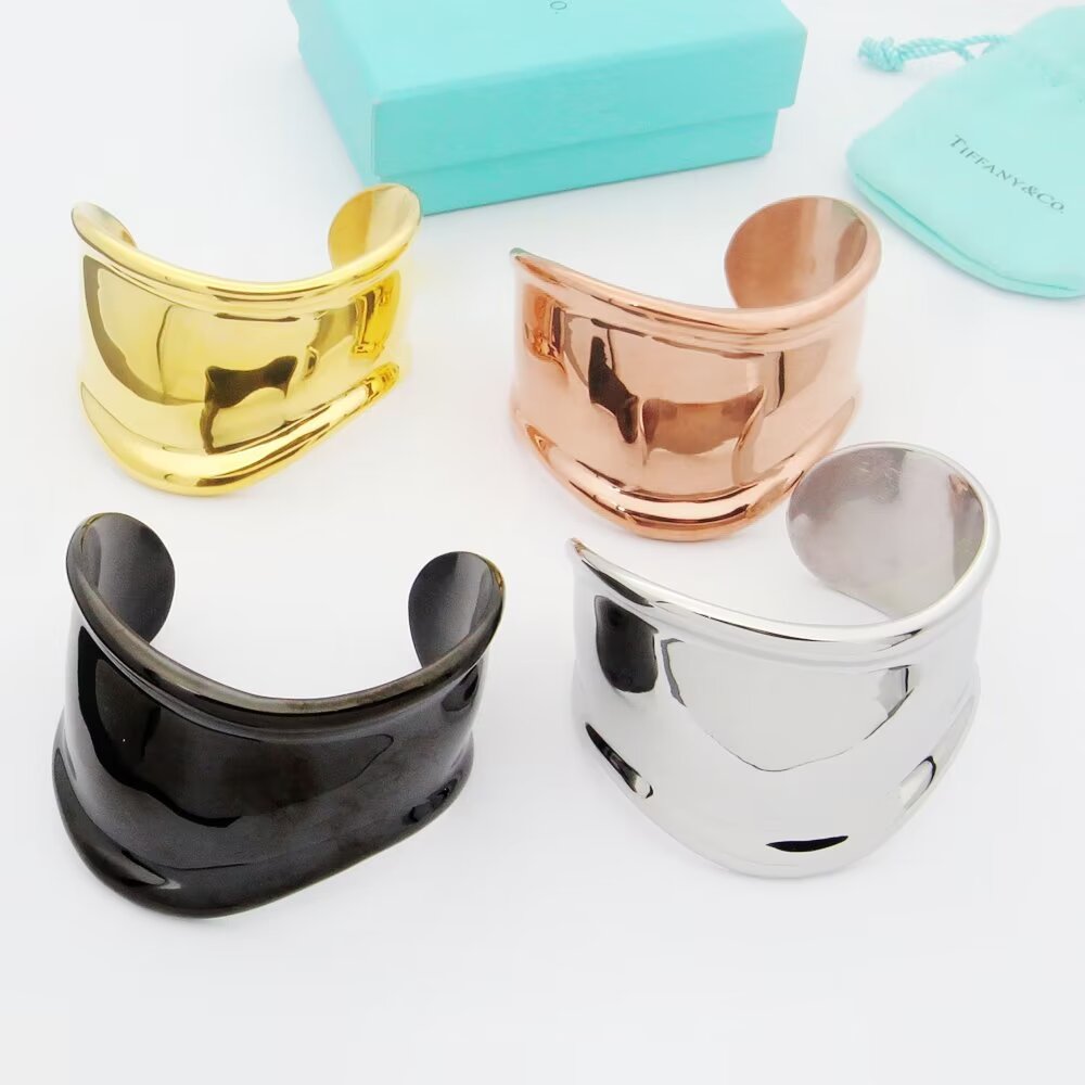 Tiffany Elsa Peretti Small Bone Cuff Black 18K Gold Bracelet