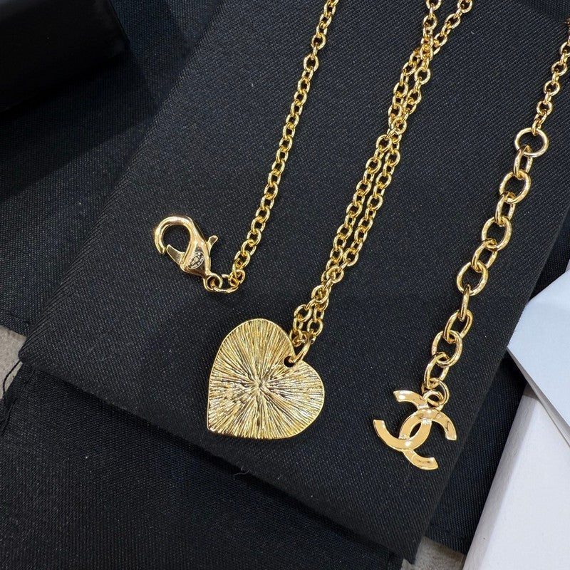 Chanel Black & Red Heart Gold 18K Gold Necklace