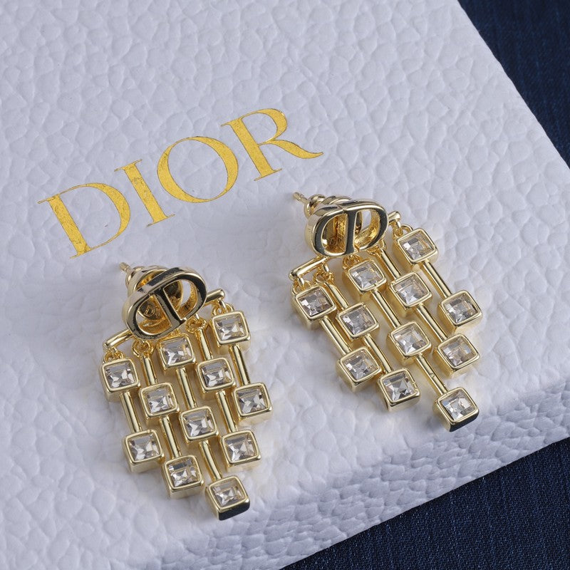 Dior Crystal 18K Gold Earrings