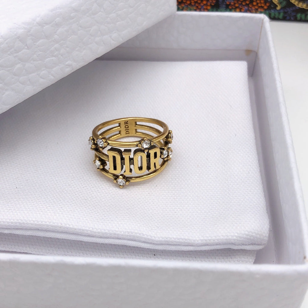 Dior Vintage Crystals 18K Gold Ring