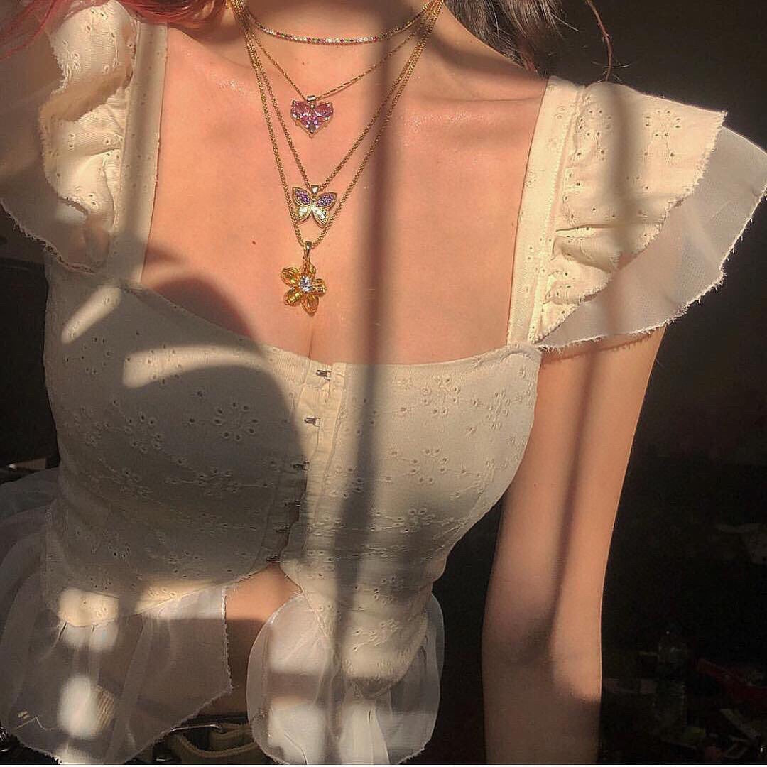 Celine Pink Heart Crystal 18K Gold Necklace