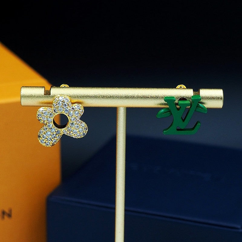 Louis Vuitton Blossom Green Diamond 18K Gold Earrings