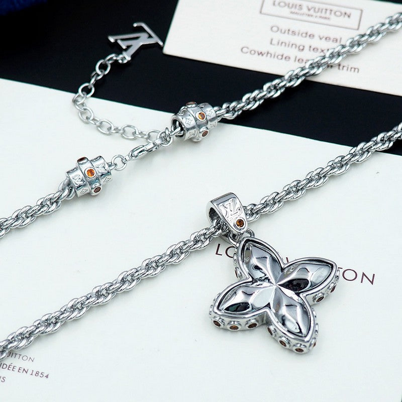 Louis Vuitton Flower Studs 18K Gold Necklace