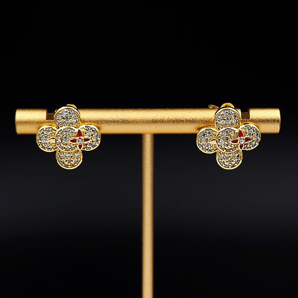 Louis Vuitton Vivienne Diamond 18K Gold Earrings