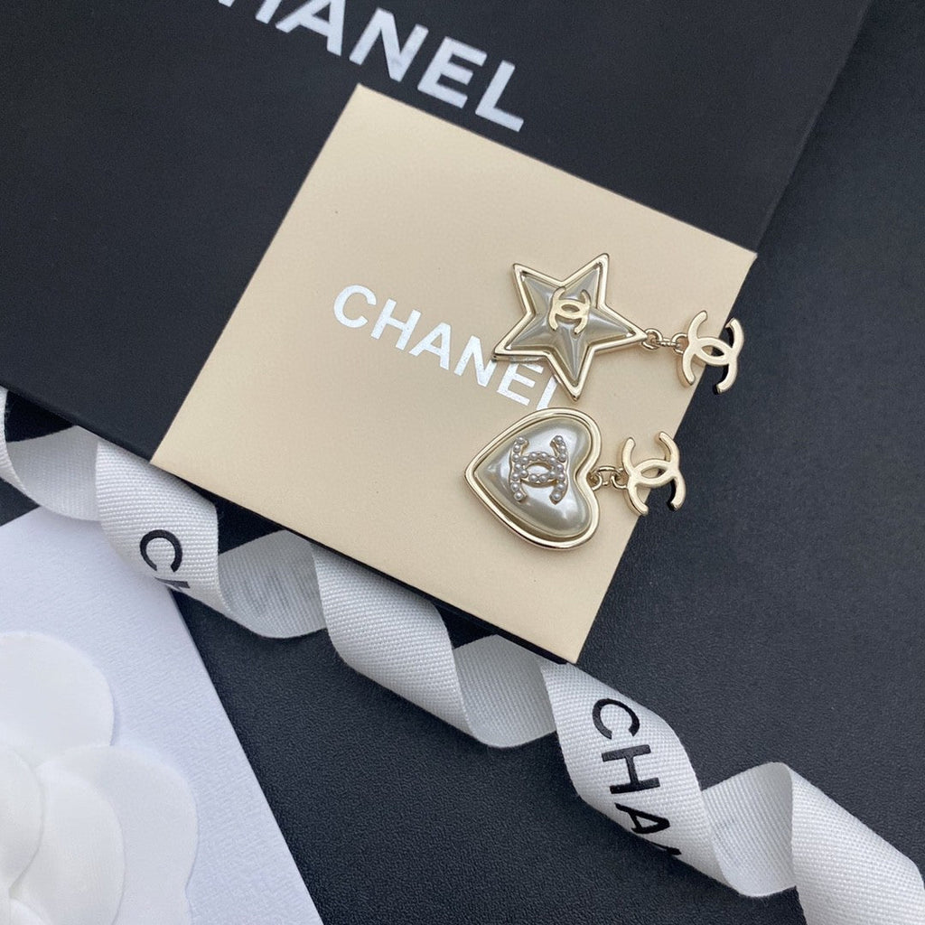 Chanel Heart & Star 18K Gold Earrings
