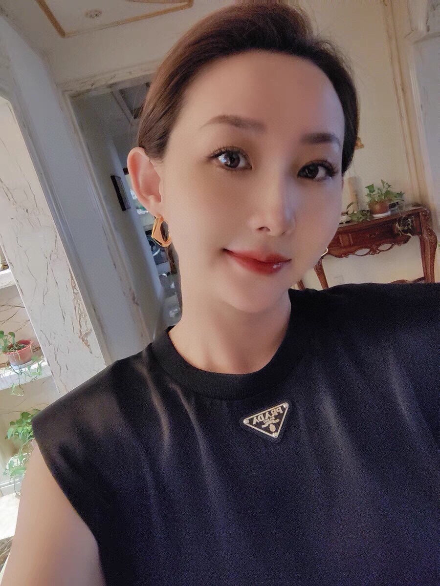 Prada Triangle Open 18K Gold Earrings