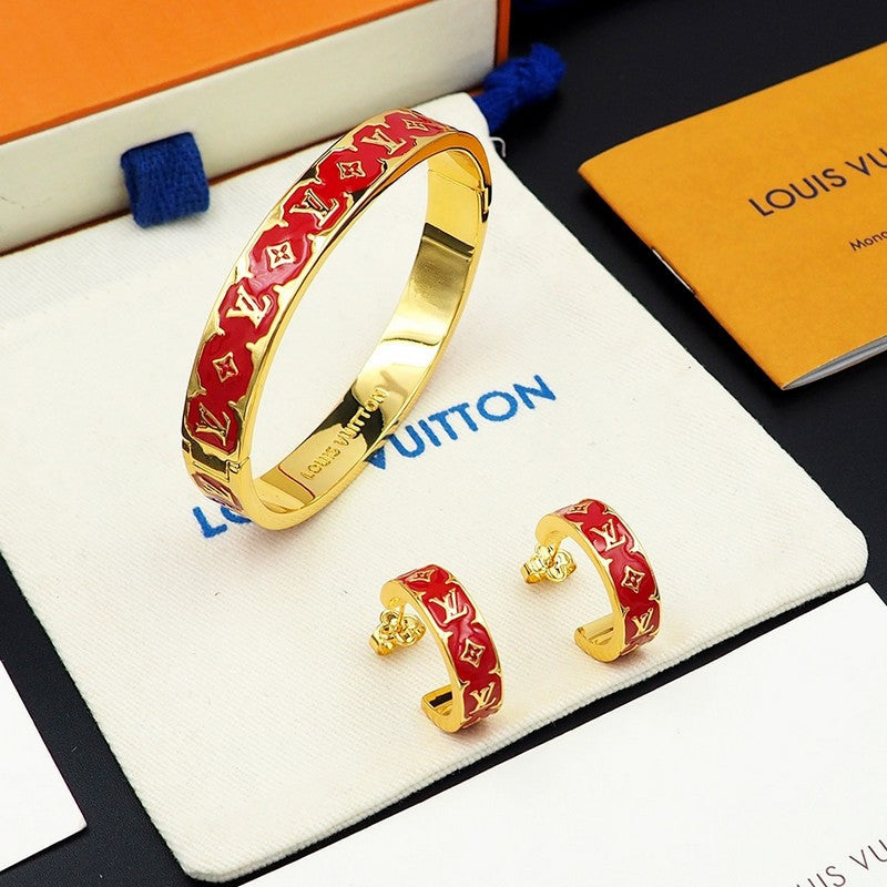 Louis Vuitton Nanogram Enamel 18K Gold Earrings