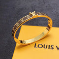 Louis Vuitton Leather Vintage 18K Gold Bracelet