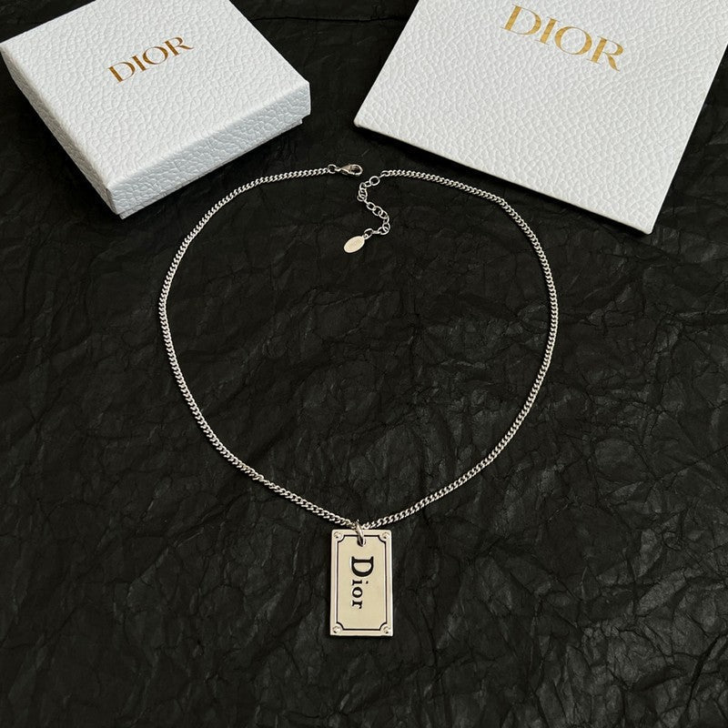 Dior Oblique Plate Pendant 18K Gold Necklace