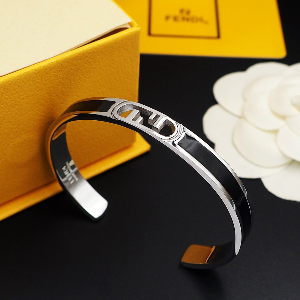 Fendi Open Cuff 18K Gold Bracelet