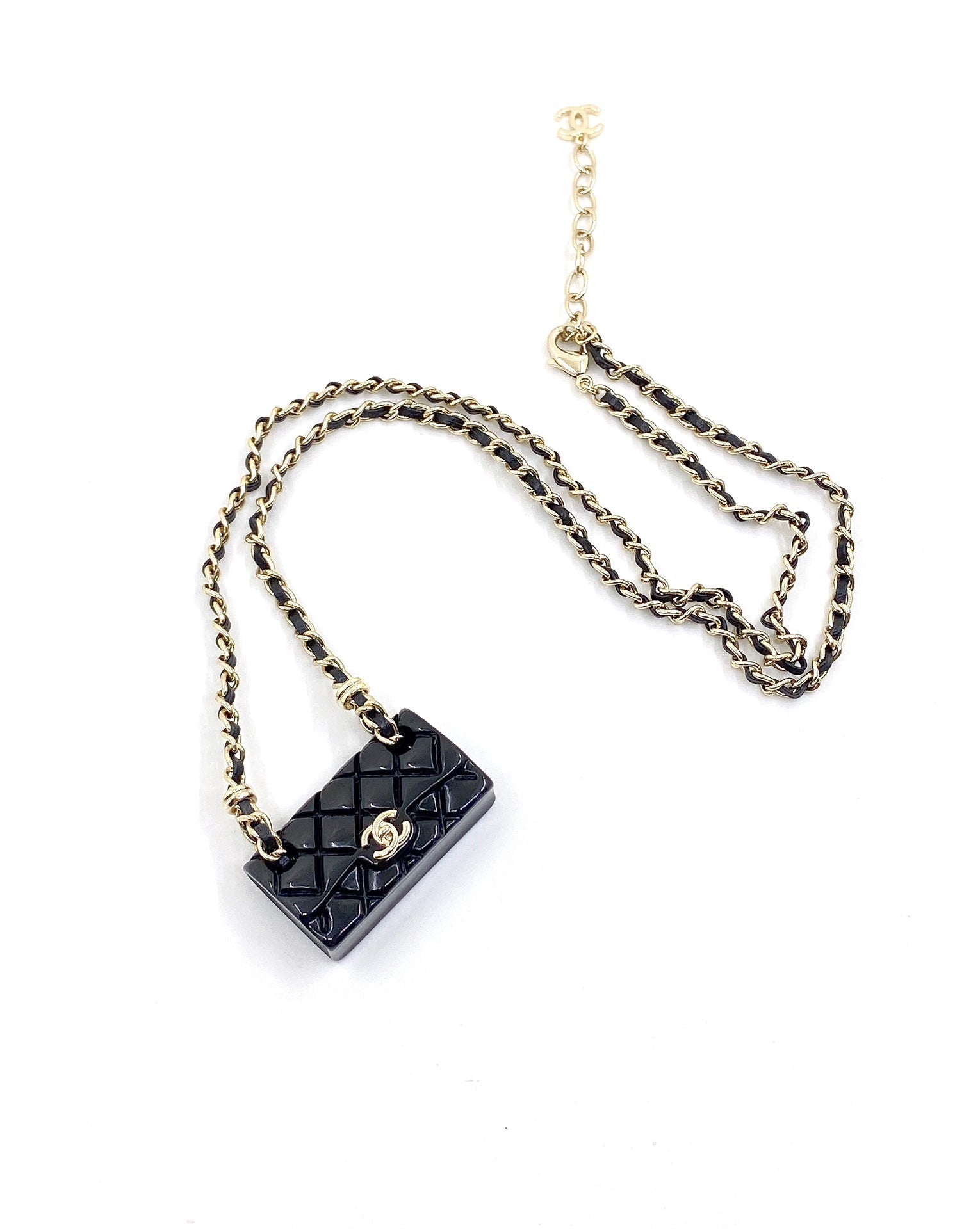 Chanel Black Bag Pendant 18K Gold Necklace