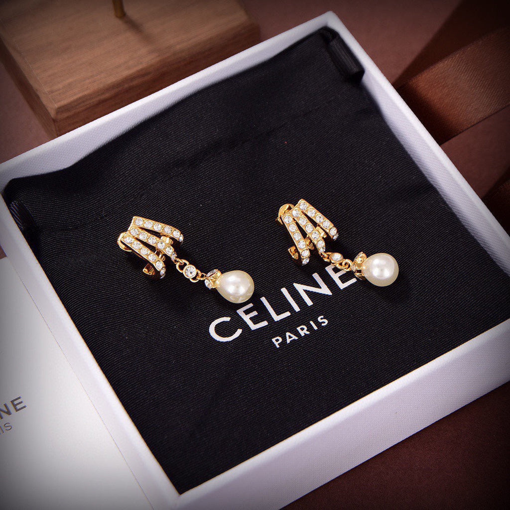 Celine Vintage Pearls 18K Gold Earrings