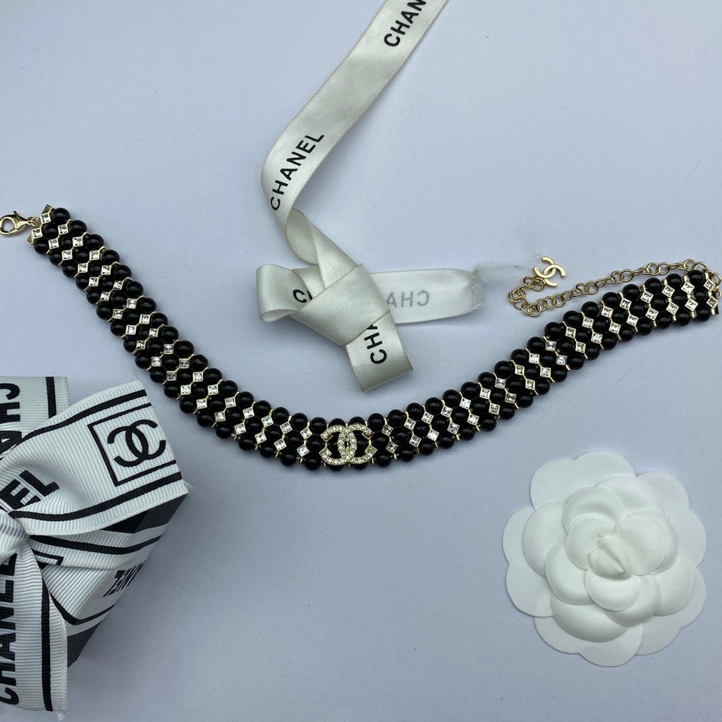 Chanel Strass Choker 18K Gold Necklace