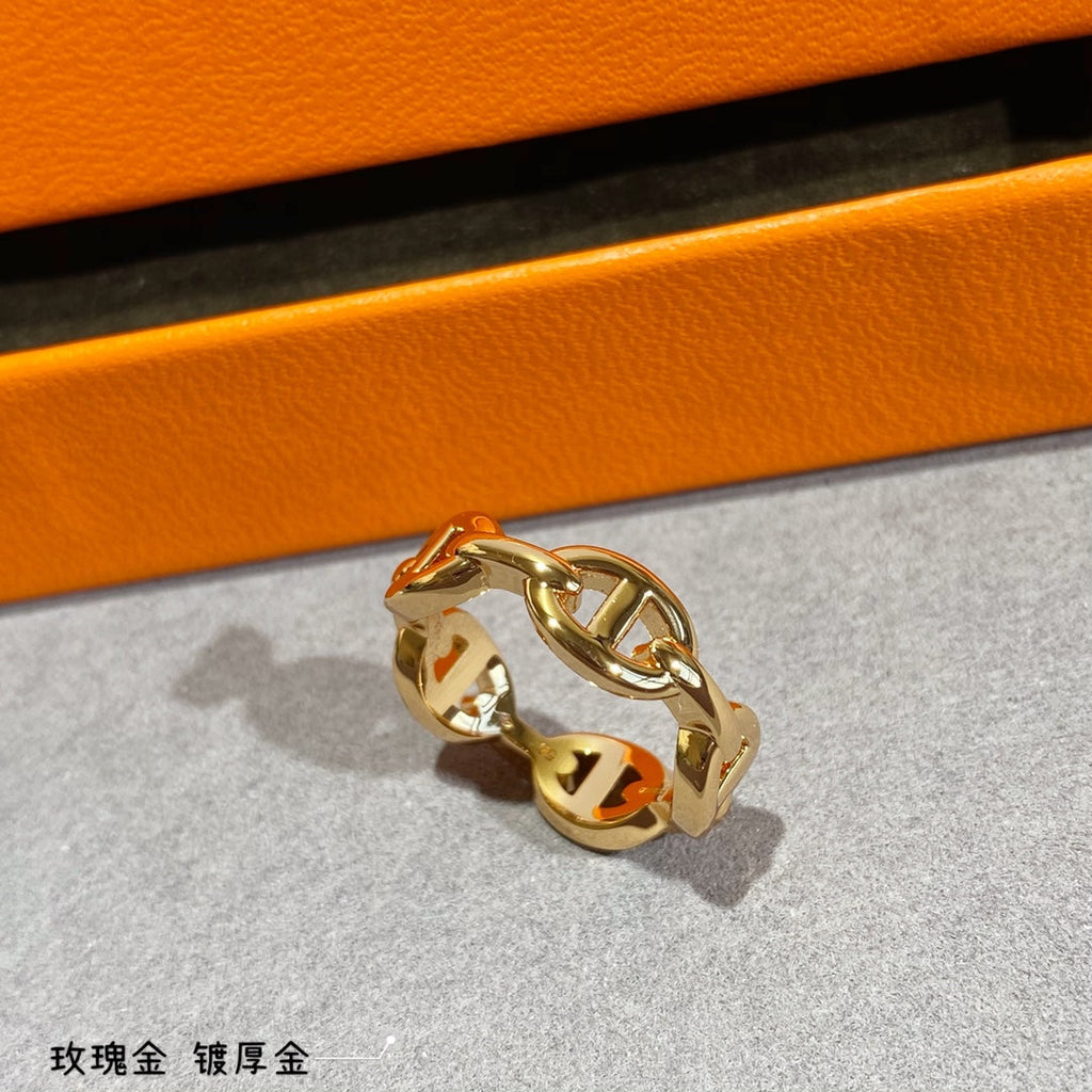 Hermes Chaine D'Ancre Enchainee 18K Gold Ring