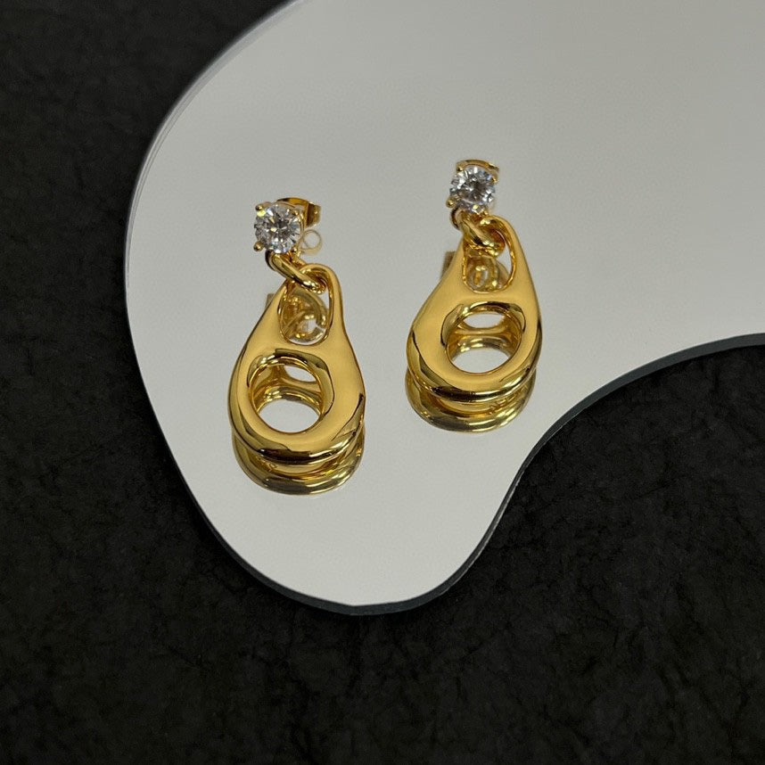 Prada Inverted Triangle 18K Gold Earrings