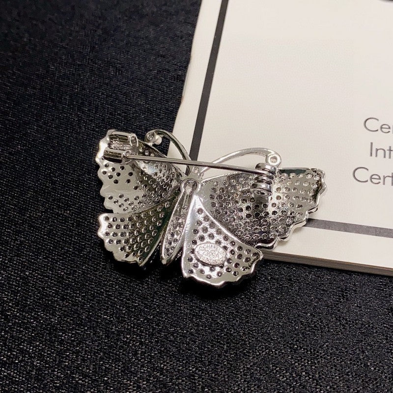 Chanel Full Diamond Butterfly 18K Gold Brooch