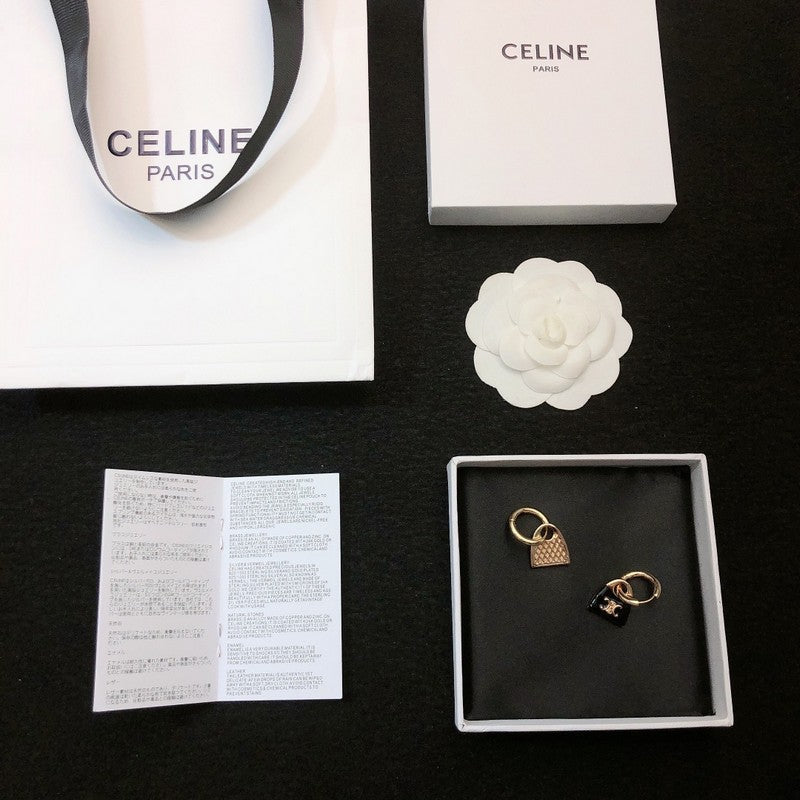 Celine Black Bag Gold 18K Gold Earrings