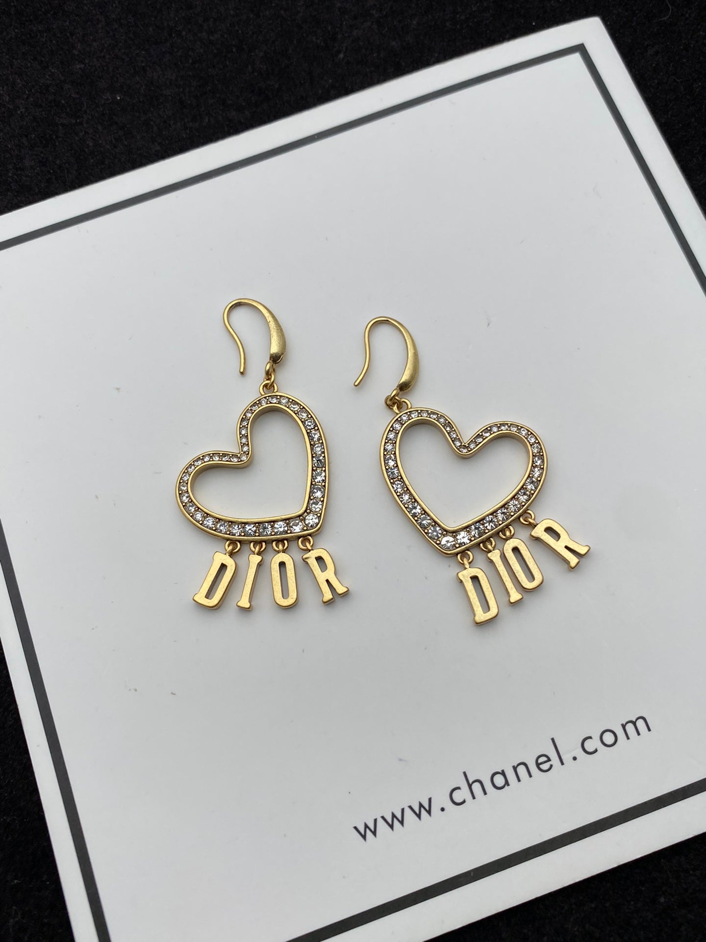 Dior Heart Crystal 18K Gold Earrings