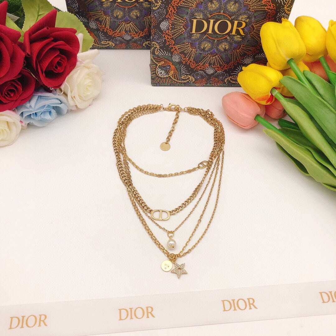 Dior Multi Layer 18K Gold Necklace