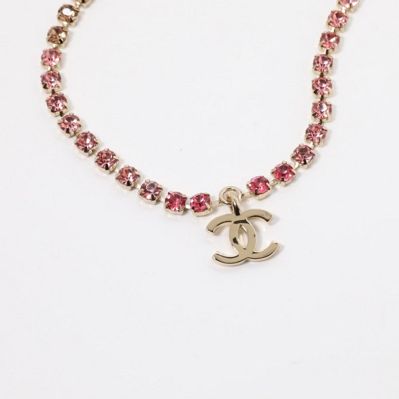 Chanel Pink Crystal 18K Gold Necklace