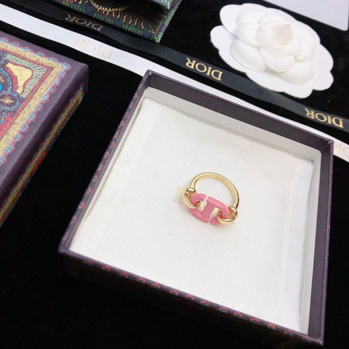 Dior Pink Heart 18K Gold Ring