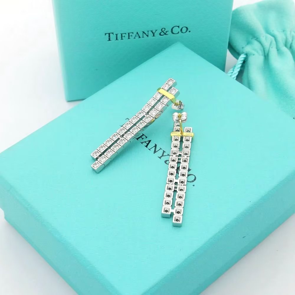 Tiffany Edge Drop 18K Gold Earrings