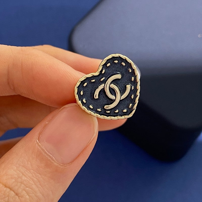 Chanel Black Open 18K Gold Ring