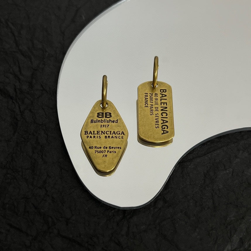 Balenciaga Plate 18K Gold Earrings