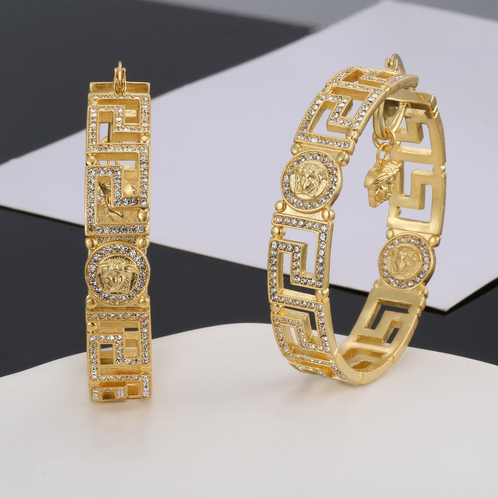 Ver Round Crystals 18K Gold Earrings