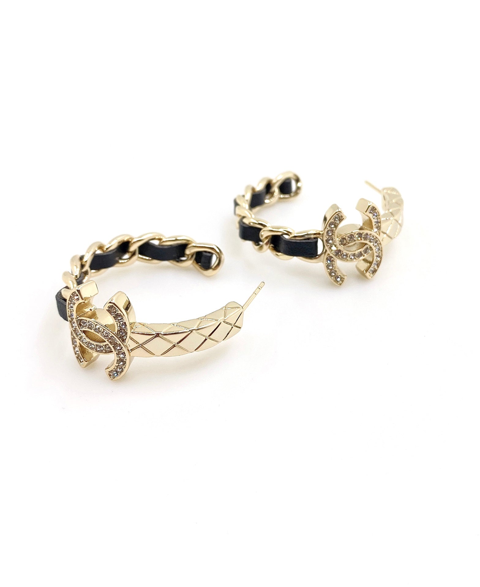 Chanel Black Open 18K Gold Earrings